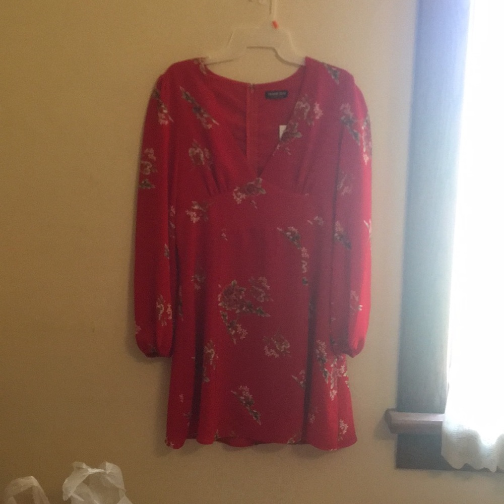 Red dress floral print